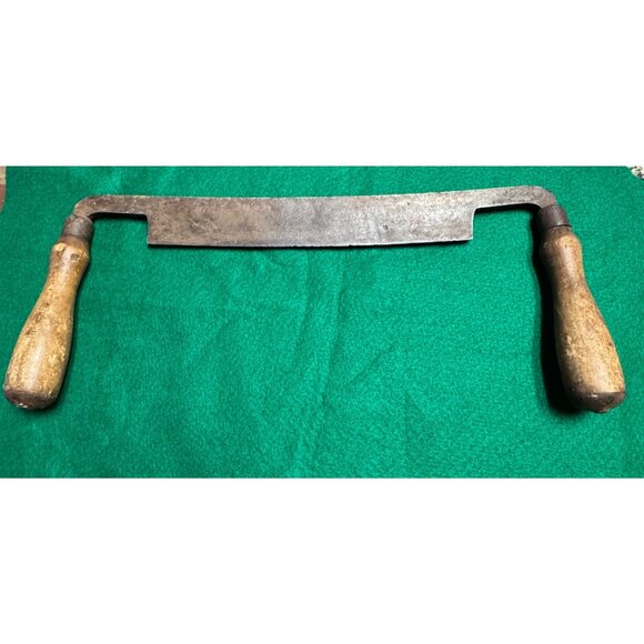 Vintage Ohio Tool Co 9" Draw Knife Woodworking Tool Wooden Handles Steel Blade - Picture 2 of 7